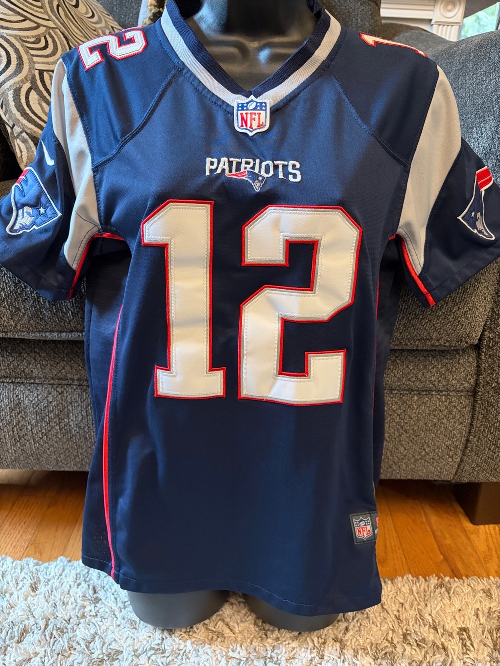 NFL Patriots Women’s Navy Number 12 Tom Brady Jersey size L